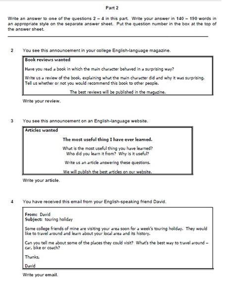 Consejos para preparar el Writing del First Certificate parte 2