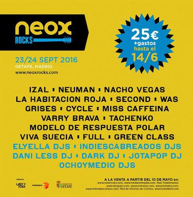 Neox Rocks 2016: Izal, Nacho Vegas, Second, La Habitación Roja, Miss Caffeina, Neuman, WAS, Cycle...