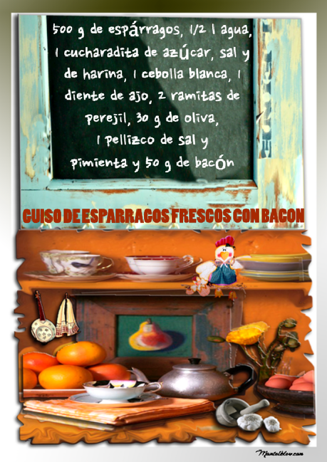 Guiso de espárragos frescos etiqueta