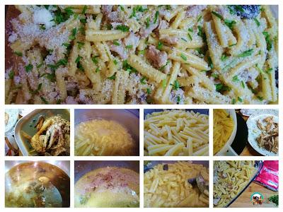Pasta con pollo a la cerveza