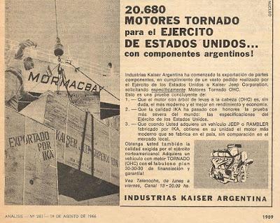 Motores Tornados argentinos a Estados Unidos