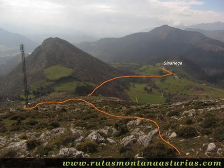 Desde el Pico La Miel, bajada a Sinariega