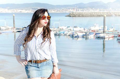 Tendencia primavera 2016; Camisa azul y blanca a rayas