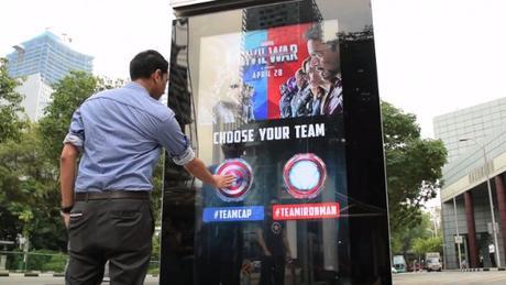 Mupis interactivos para promocionar la película “Capitán América: Civil War”