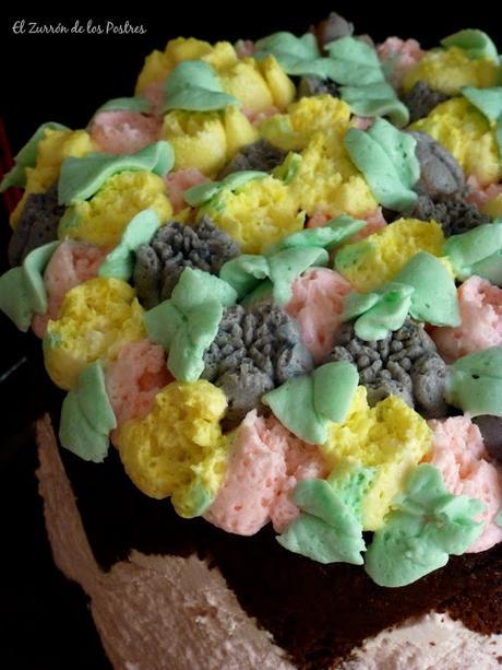 Tarta Zig Zag con Flores Rusas