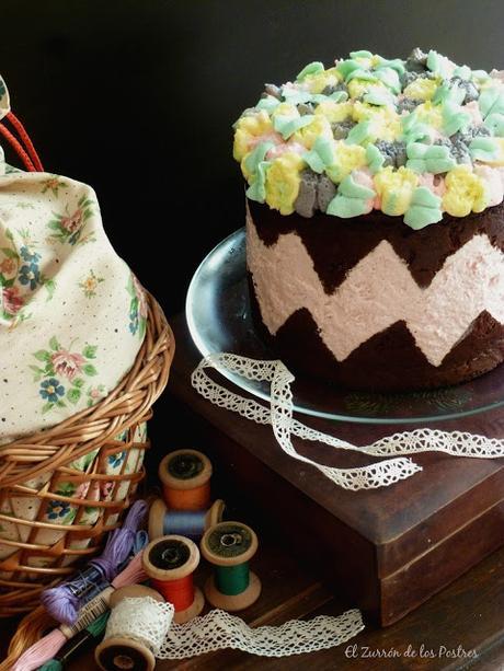 Tarta Zig Zag con Flores Rusas