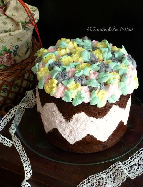 Tarta Zig Zag con Flores Rusas