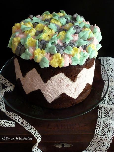 Tarta Zig Zag con Flores Rusas