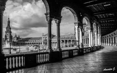 SEVILLA en BLANCO y NEGRO: PARQUE Mª LUISA y PLAZA DE ESPAÑA. PARTE I