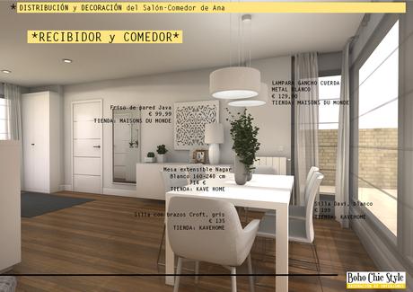 Proyecto de decoración online; El nuevo Salón-Comedor de Ana.