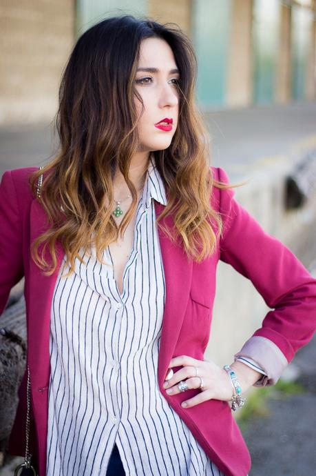 Red Blazer And Stripes