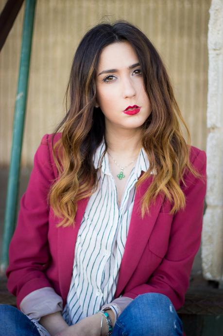 Red Blazer And Stripes