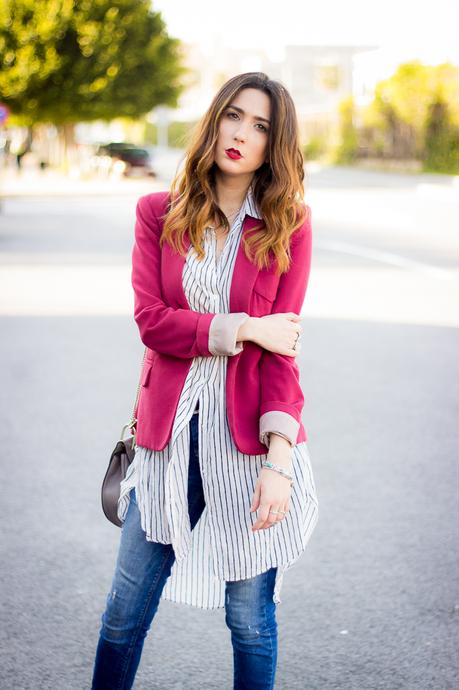 Red Blazer And Stripes