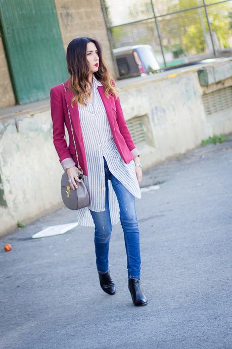 Red Blazer And Stripes