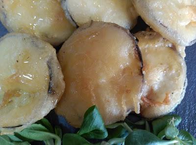 Berenjenas en tempura a la miel Berenjenas en tempura a la miel