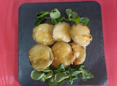 Berenjenas en tempura a la miel Berenjenas en tempura a la miel