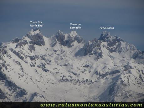 Torre Enol, Enmedio y Peña Santa desde Teyéu