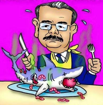 Danilo Medina comiendose el tiburón podrido