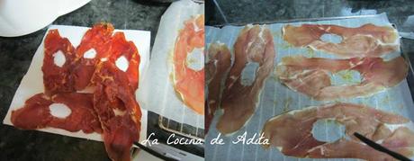 Sopas de jamón con tapioca, y crujiente