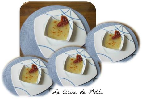Sopas de jamón con tapioca, y crujiente