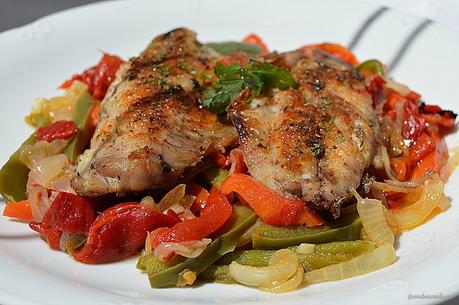 Jurel a la plancha con pimientos