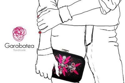 Clutch de fiesta negro fucsia rosa perla