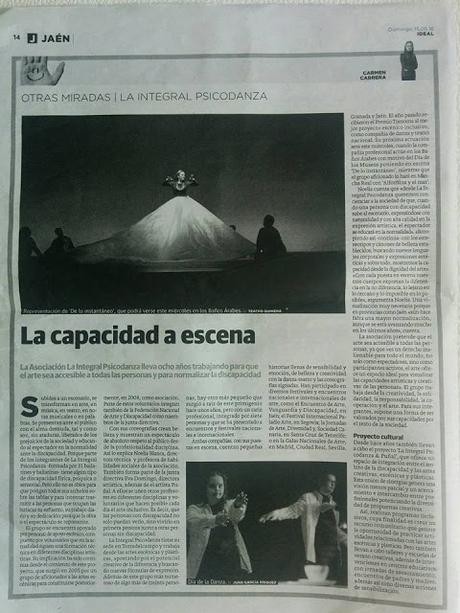 Otras Miradas. La Integral Psicodanza. Artículo en el IDEAL JAÉN. 15/05/16. Carmen Cabrera