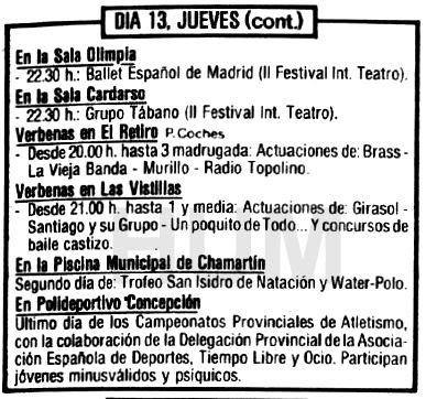 San Isidro 1982. Programa de festejos