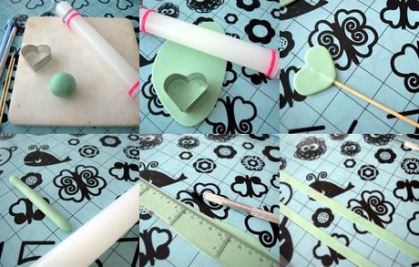 Cómo hacer un topper de corazón con volantes de fondant, el mint nuestro color Cómo hacer un topper de corazón con volantes de fondant, el mint nuestro color