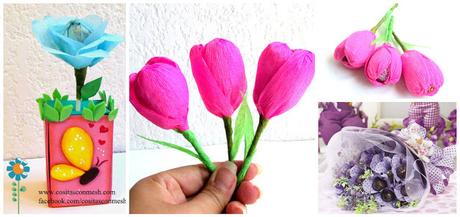 3 tutoriales para  aprender cómo hacer flores con papel