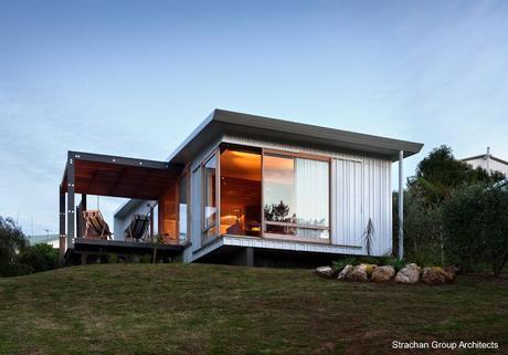 Casa de playa contemporánea en Nueva Zelanda.