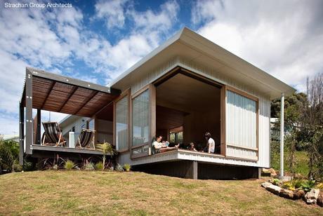 Casa de playa contemporánea en Nueva Zelanda.