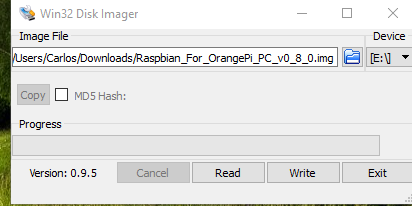Primeros pasos con Orange pi win32