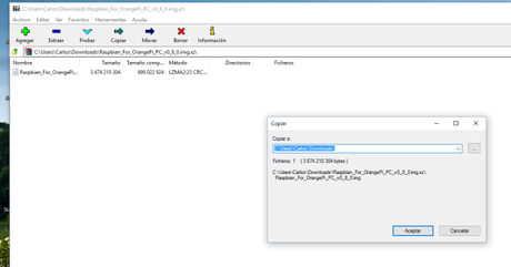 Primeros pasos con Orange pi 7zip