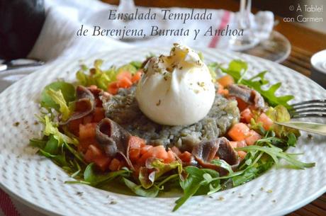 Ensalada templada de Berenjena, Burrata y Anchoas