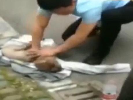 Maniobra reanimación rcp a un perro tras incendio