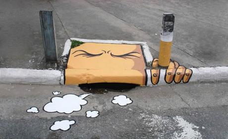 Arte urbano mimetizado con el entorno.