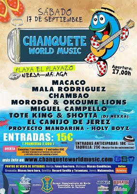 Chanquete World Music 2016: Macaco, Chambao, Mala Rodríguez, El Canijo de Jerez, Tote King & Shotta...