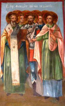 Las siete mártires de Ancyra y su devoto.