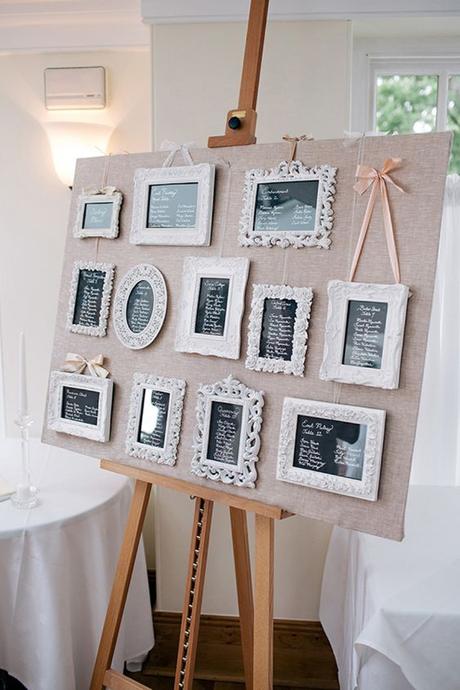 Un sencillo pero elegante seating plan con marcos, muy fácil de realizar #DIY #bodas #ideas  #Innovias: 