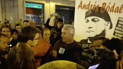 Cañamero, en huelga de hambre en la Puerta del Sol,  pide la libertad de Andrés Bódalo.