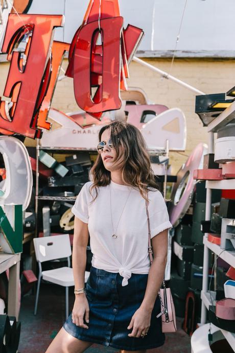 Calvin_Klein-Denim_Skirt-CK_Collection-Los_Angeles-Nick_Metropolis-Saint_Laurent_Sneakers-Pink_Bag-Outfit-Collage_Vintage--11