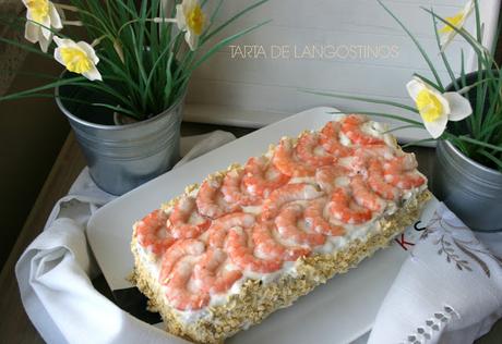 Tarta de langostinos,ensaladilla de langostinos