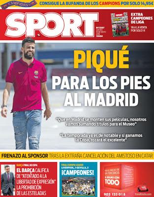 El diario Sport cuando la crispación la creaba Mourinho y cuando la crea Piqué