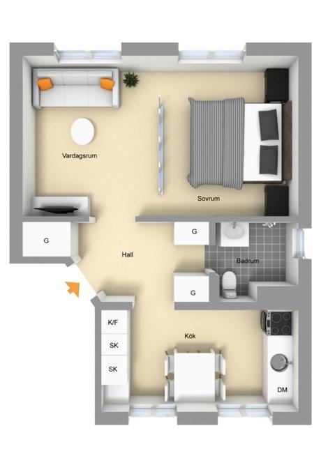 Mini-apartamento con distribución óptima