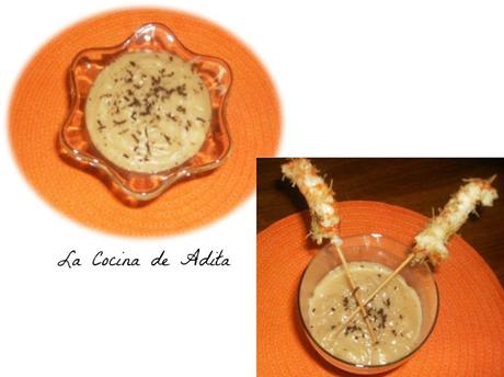 Crema de patatas con trufa, y langostinos