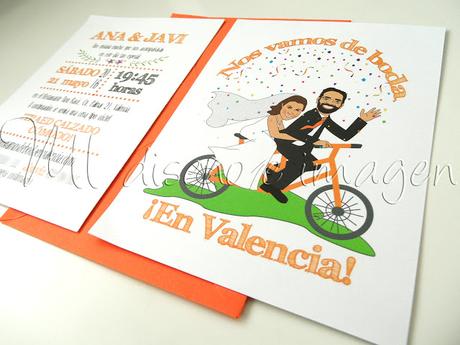 Invitaciones de boda bicicleta