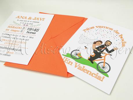 Invitaciones de boda bicicleta