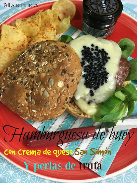 Hamburguesa De Buey Con Crema De Queso San Simón Y Perlas De Trufa