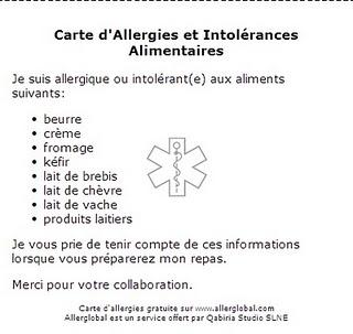 TARJETA ALÉRGICO IDIOMA